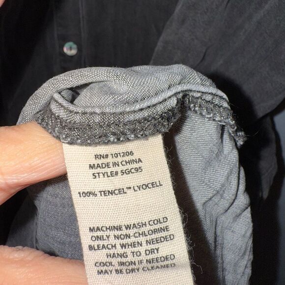 Soft Surroundings Shirt Womens 1X Button Front Short Sleeve Tencel Lyocell Top - Picture 6 of 8